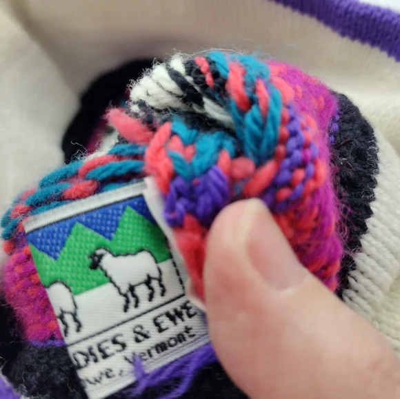 Vtg 80s Ski Hat Beanie Wool MOUNTAIN LADIES EWE Apres Cap Snow toboggan Retro - Picture 7 of 8